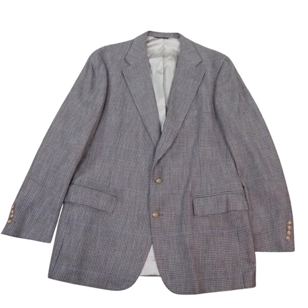 VTG Ralph Lauren Polo University Club Blazer Mens 42R Grey Houndstooth Tweed USA